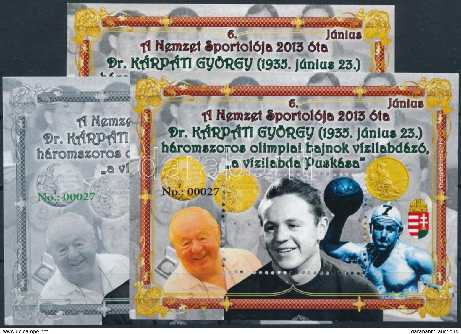 ** 2019 Dr Kárpáti György A Nemzet Sportolója 3 Db-os Emlékív Garnitúra (00027 Sorszám) - Other & Unclassified