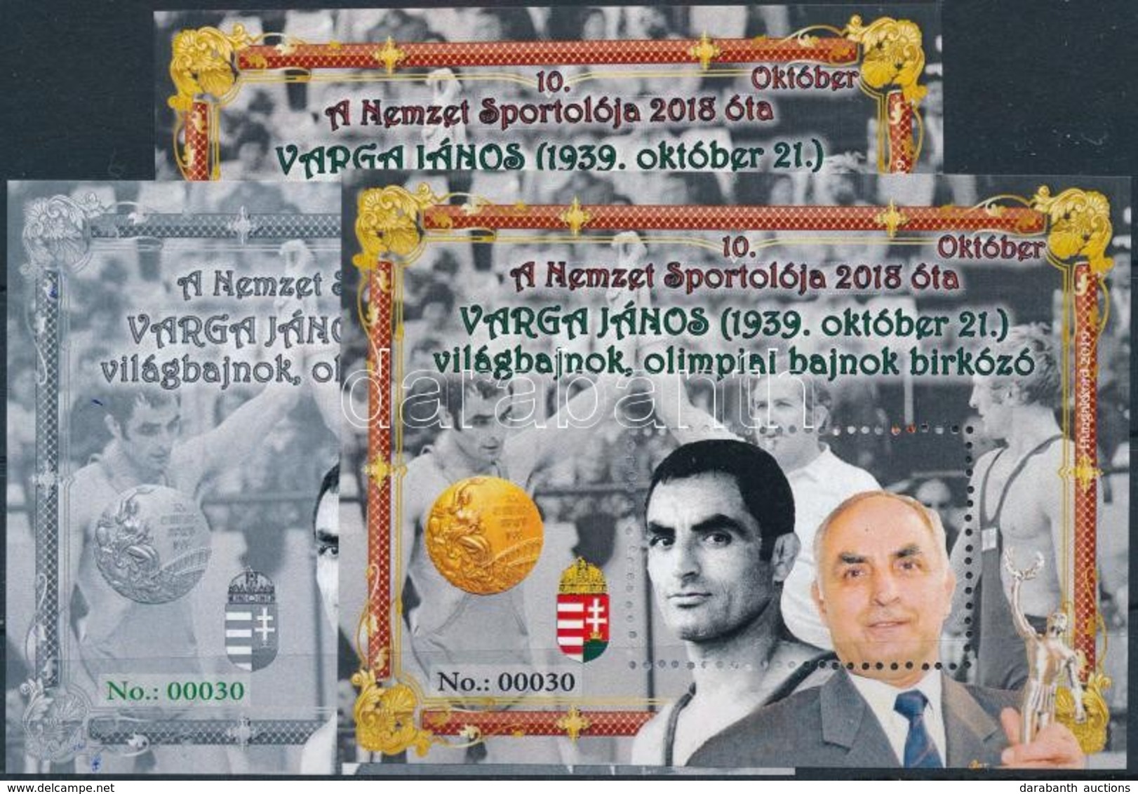 ** 2019 Varga János A Nemzet Sportolója  3 Db-os Emlékív Garnitúra (00030 Sorszám) - Other & Unclassified