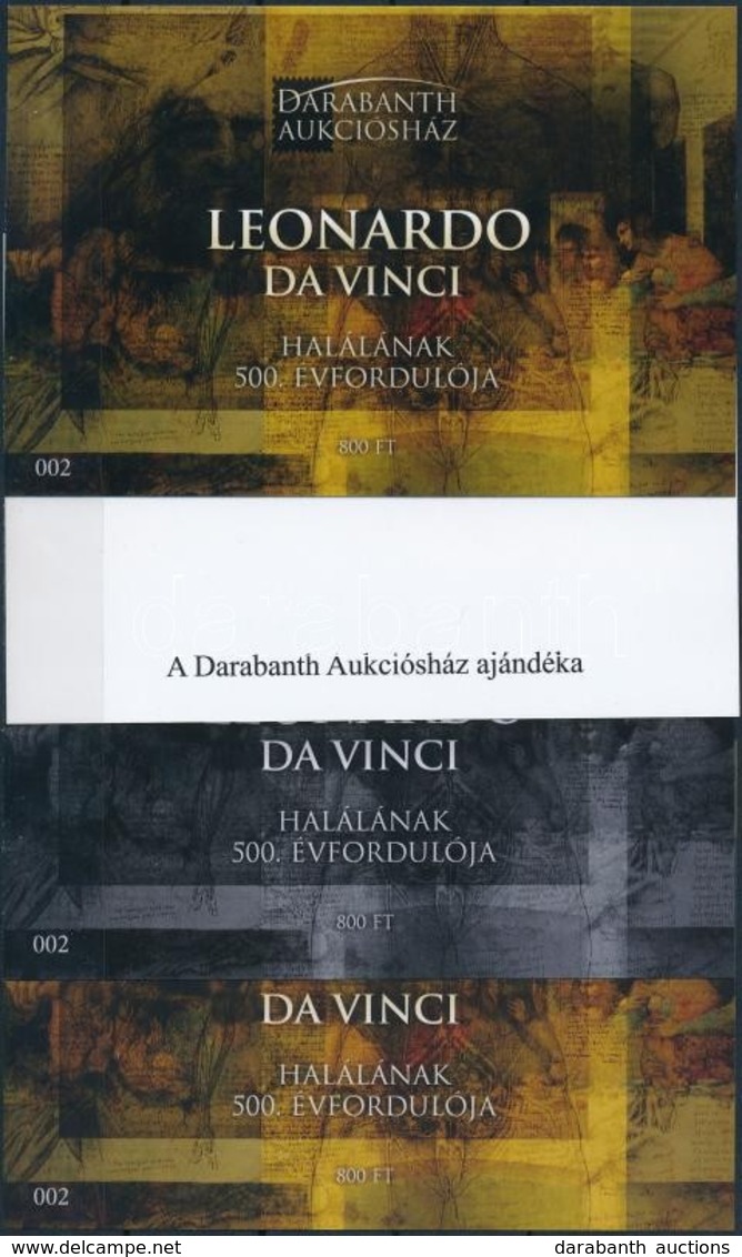 ** 2019 Leonardo Da Vinci Halálának 500. évfordulója 4 Db-os Emlékív Garnitúra Azonos Sorszámmal No 002 - Otros & Sin Clasificación