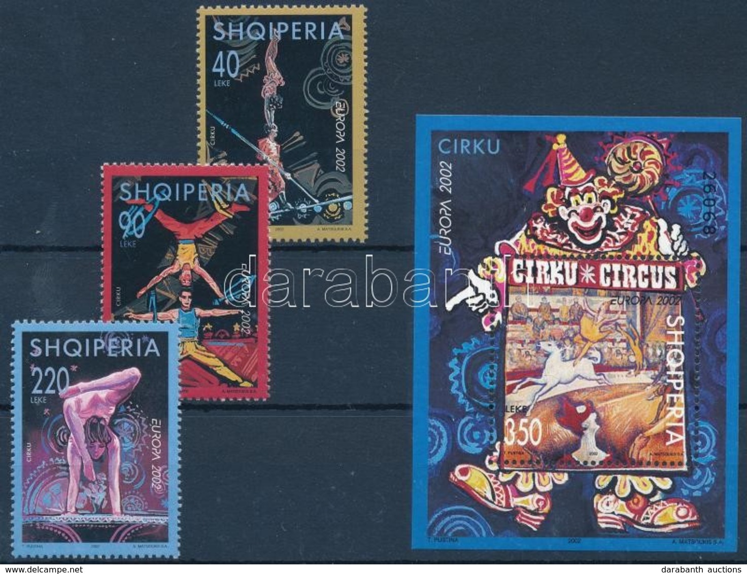 ** 2002 Europa CEPT Cirkusz Sor + Blokk,
Europa CEPT Circus Set + Block
Mi 2866-2868+138 - Otros & Sin Clasificación