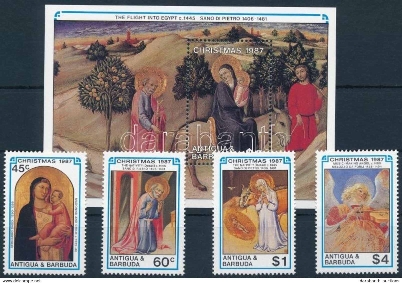 ** 1987 Karácsony, Festmények Sor + Blokk,
Christmas, Paintings Set + Block
Mi 1077-1080 - Other & Unclassified