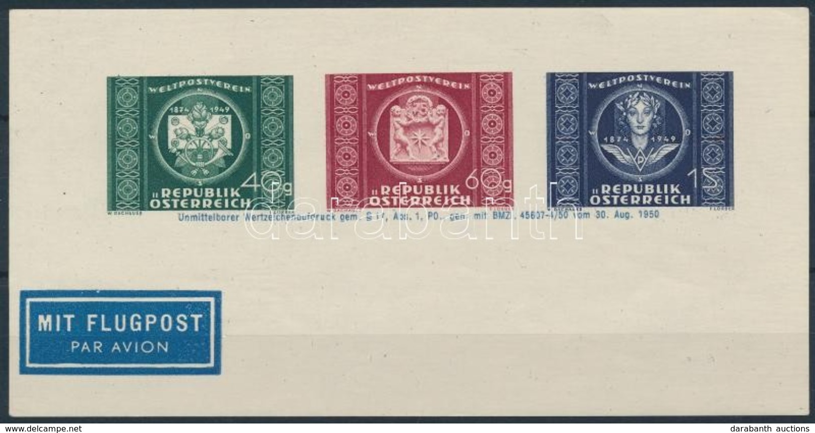 ** 1949 75 éves Az UPU Cím Cédula Sárga Papíron Mi 743-745 - Other & Unclassified