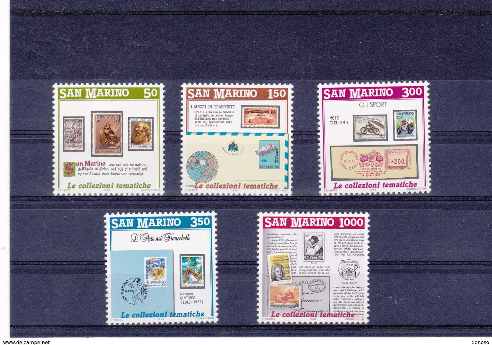 SAINT MARIN 1988 TIMBRES SUR TIMBRES Yvert 1174-1178 NEUF** MNH - Neufs