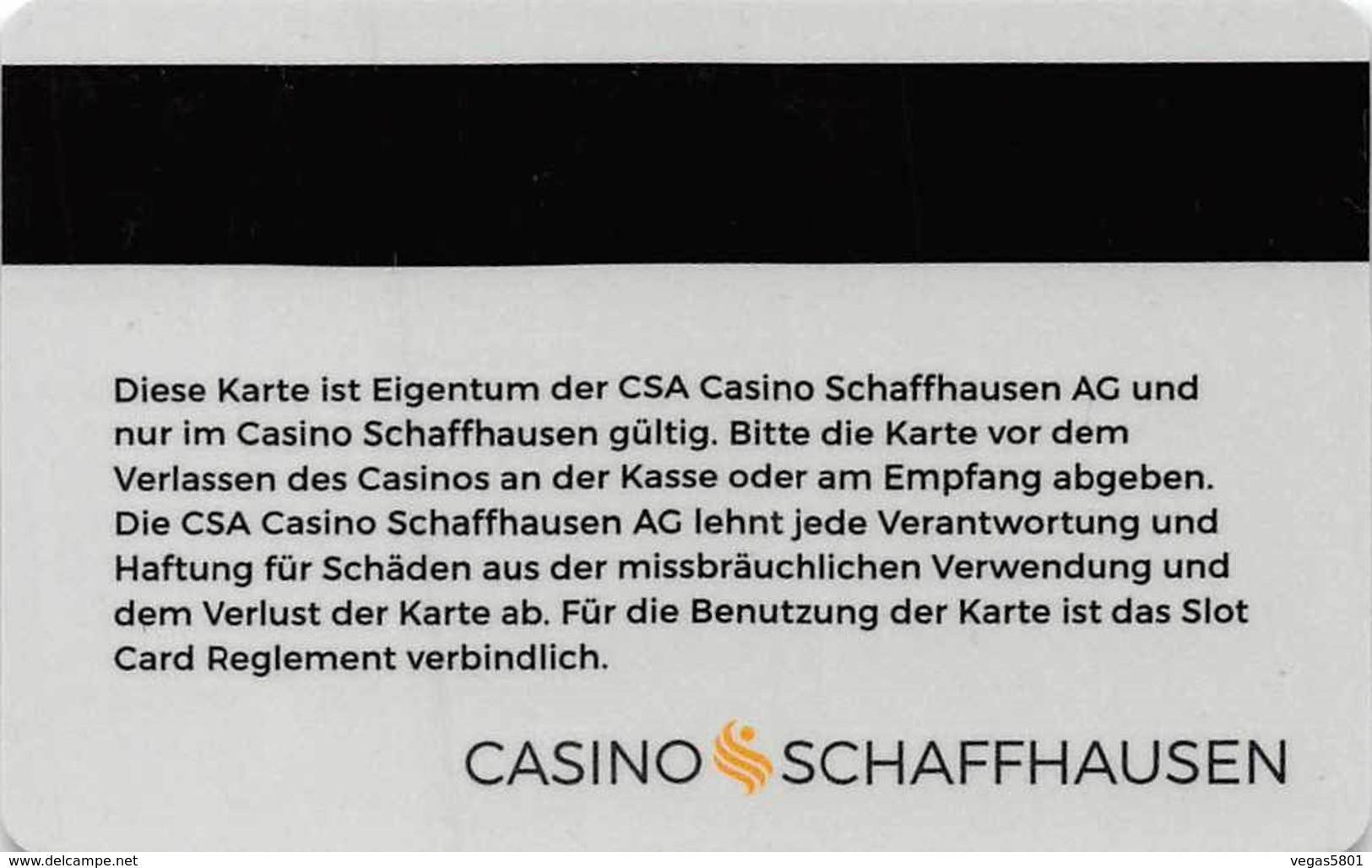 Slotcard / Casinokarte / Playerscard - Casino SCHAFFHAUSEN SWITZERLAND - Cash Card - Casinokarten