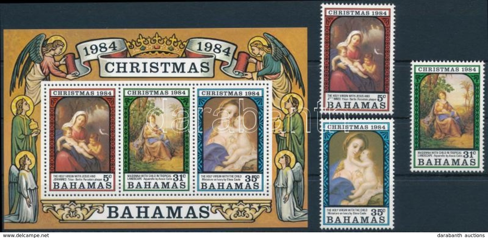 ** 1984 Karácsony Sor + Blokk,
Christmas Set + Block
Mi 579-581 + Mi 44 - Other & Unclassified