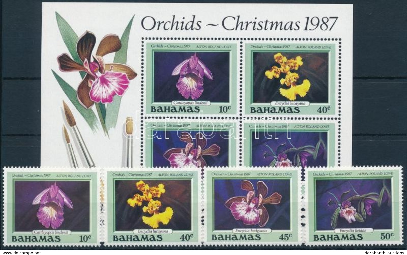 ** 1987 Karácsony, Orchidea Sor + Blokk,
Christmas, Orchids Set + Block
Mi 663-666 + Mi 52 - Other & Unclassified