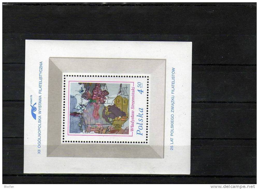 EXPO Nationale Ausstellung 1975 Lodz Gemälde Polen 2415+Block 64 ** 3€ Hoja Philatelic S/s Bloc Art Sheet Bf Polska - Blocks & Kleinbögen