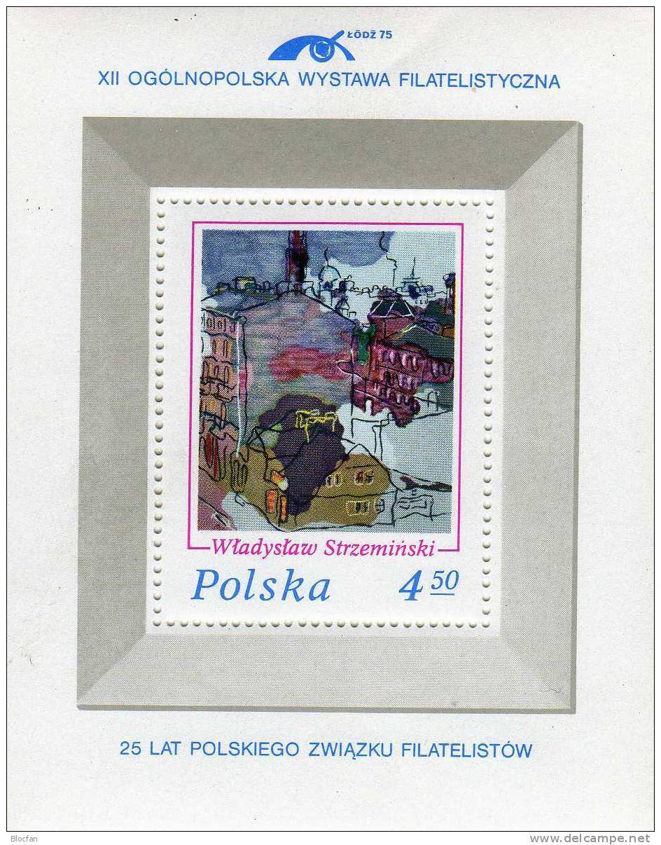 EXPO Nationale Ausstellung 1975 Lodz Gemälde Polen 2415+Block 64 ** 3€ Hoja Philatelic S/s Bloc Art Sheet Bf Polska - Blocks & Sheetlets & Panes