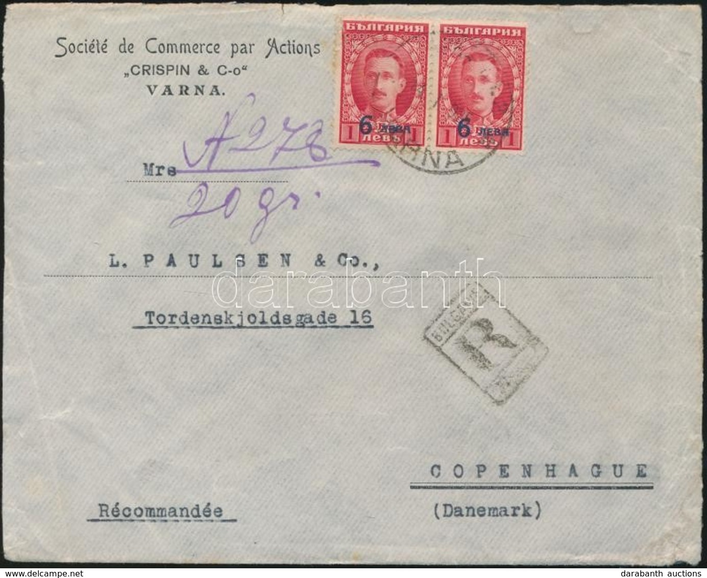 1925 Pár Ajánlott Levélen Dániába Mi 185 / Registered Cover To Denmark - Sonstige & Ohne Zuordnung