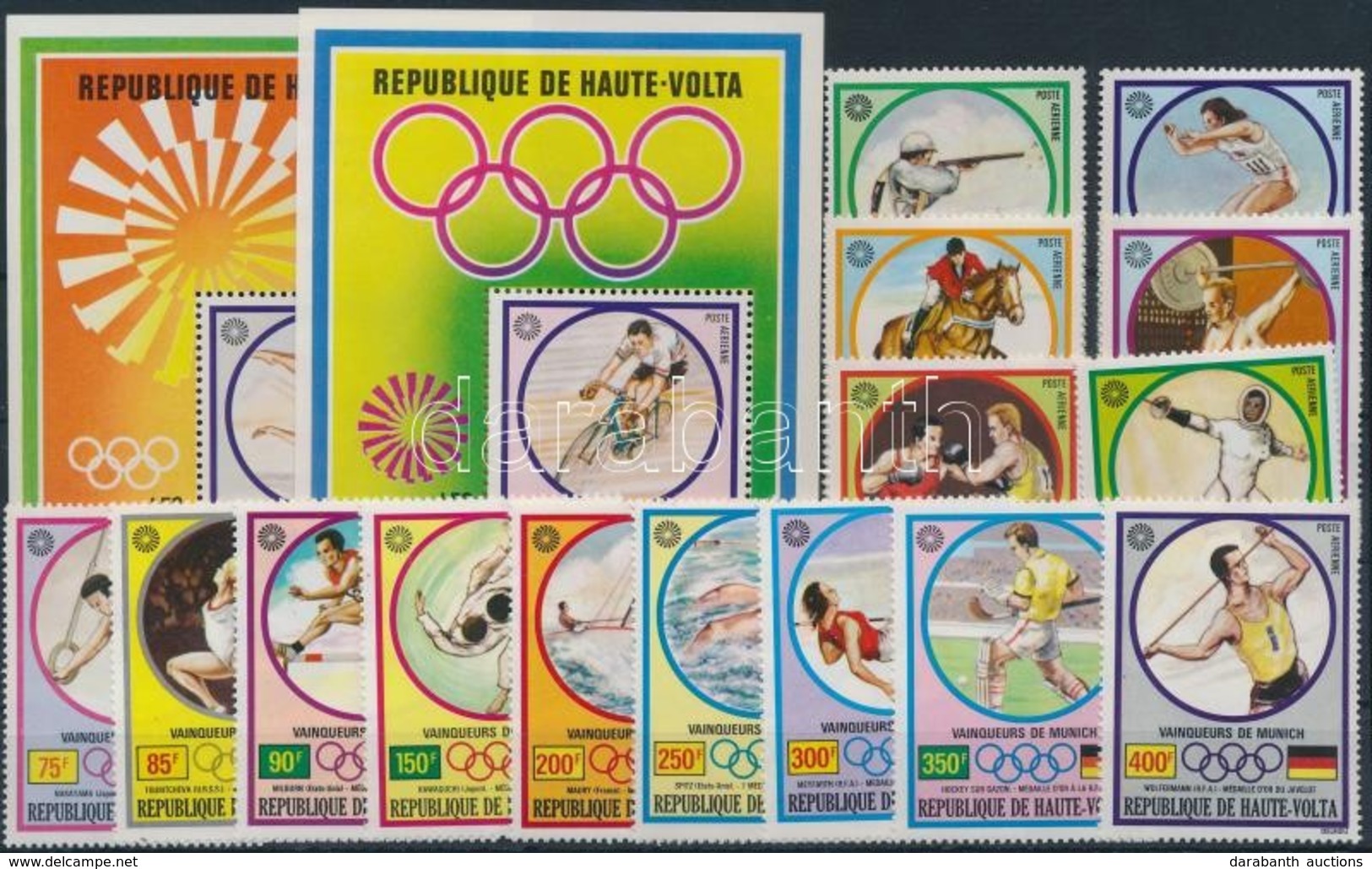 ** 1972/1973 Olimpiai Aranyérmesek Sor Mi 387-401 + Blokkpár 6-7 - Other & Unclassified