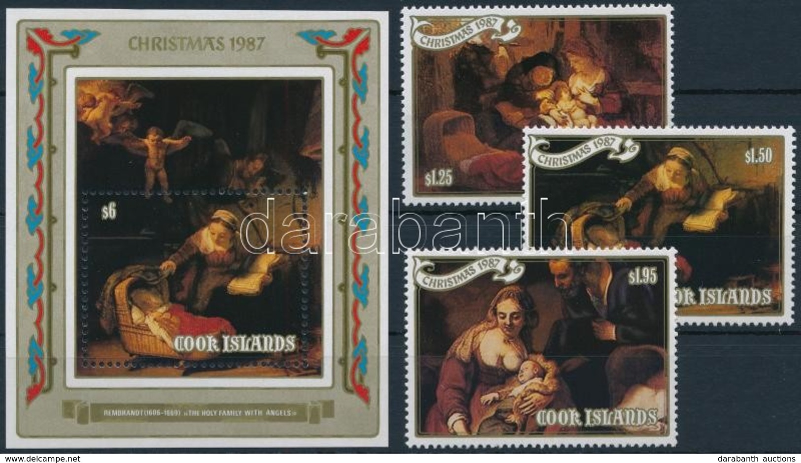 ** 1987 Karácsony, Rembrandt Sor + Blokk,
Christmas, Rembrandt Set + Block
Mi 1249-1251 + Mi 184 - Otros & Sin Clasificación