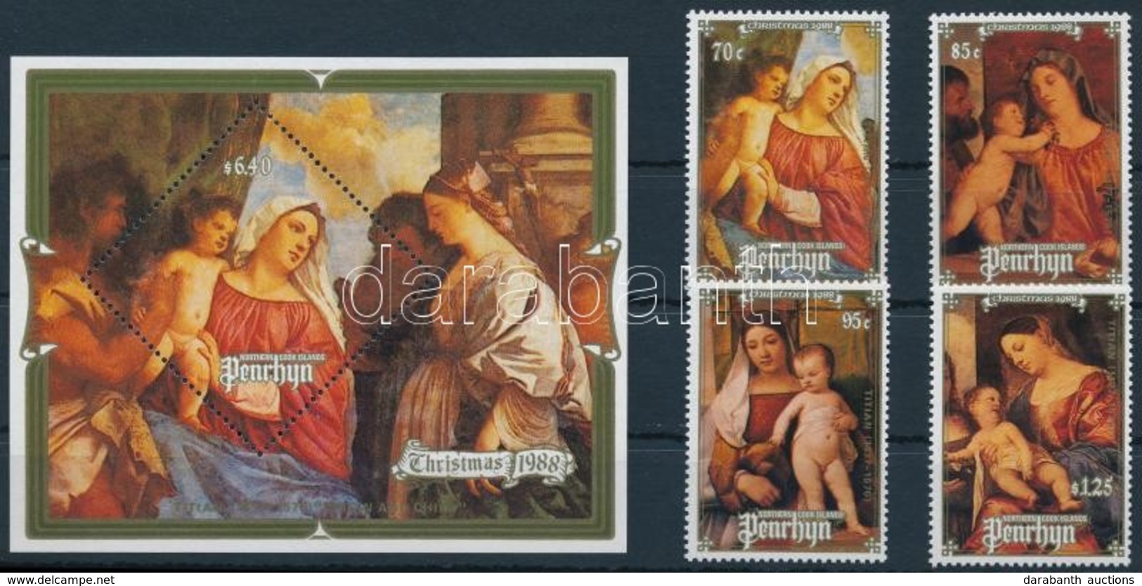 ** 1988 Karácsony Sor + Blokk,
Christmas Set + Block
Mi 495-498 + Mi 82 - Other & Unclassified