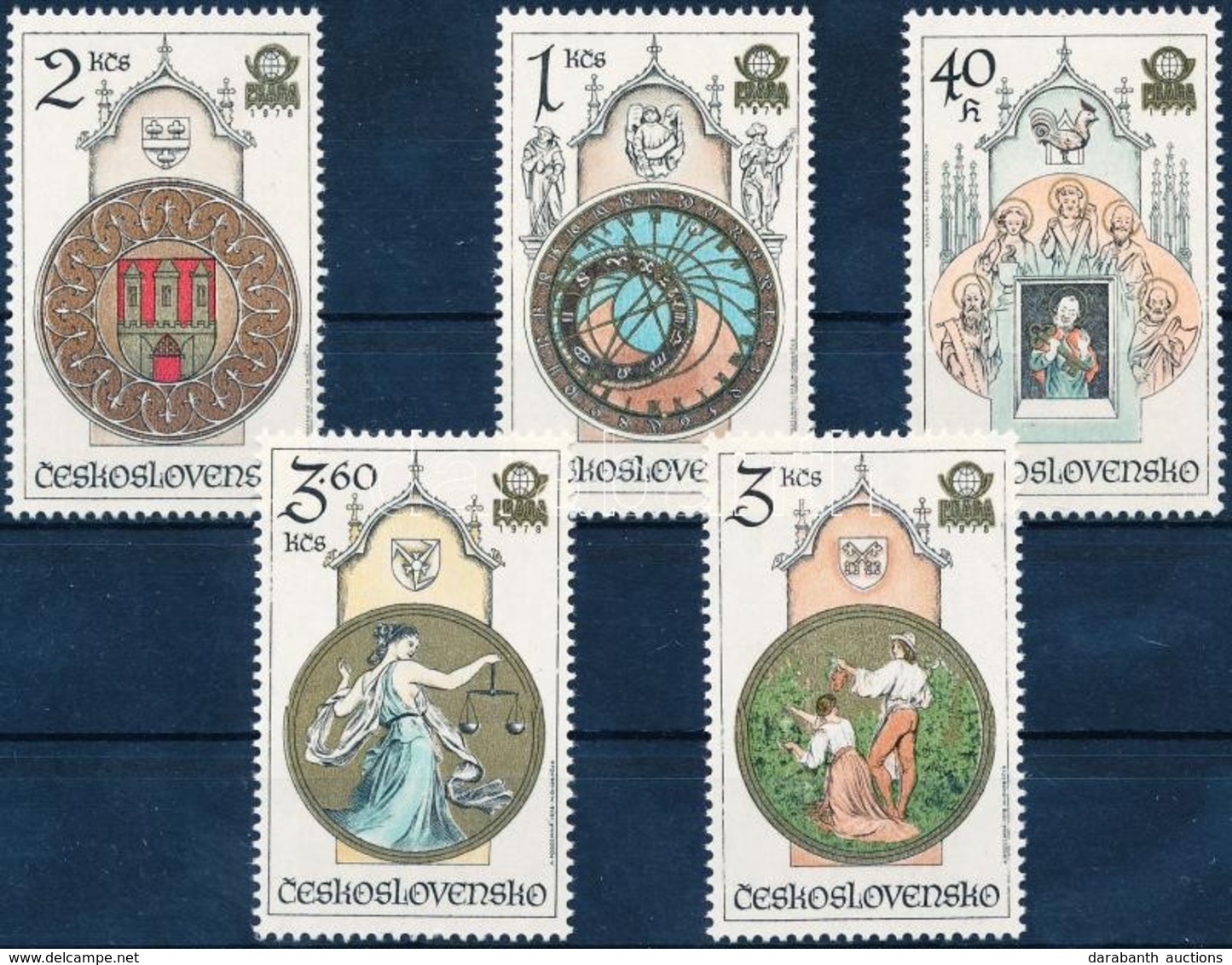 ** 1978 PRAGA Nemzetközi Bélyegkiállítás Sor + Blokkból Kitépett Fogazott + Vágott Bélyeg Mi 2451-2456 (2456 A-B) + Foga - Other & Unclassified