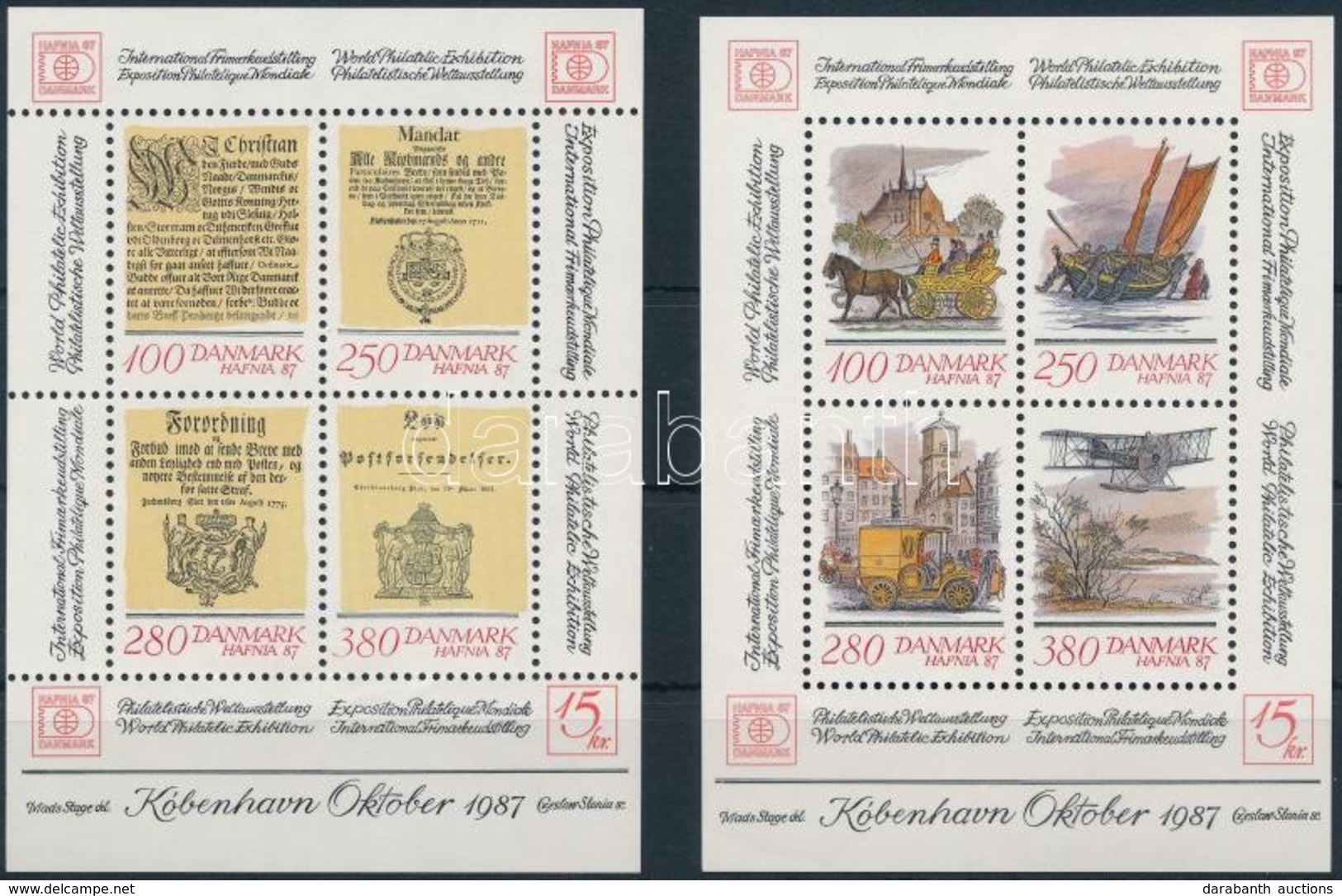 ** 1985 1985+1986 Bélyegkiállítás, HAFNIA '87, Koppenhága (I) + (II) Blokkok,
1985 + 1986 Stamp Exhibition, HAFNIA '87,  - Other & Unclassified