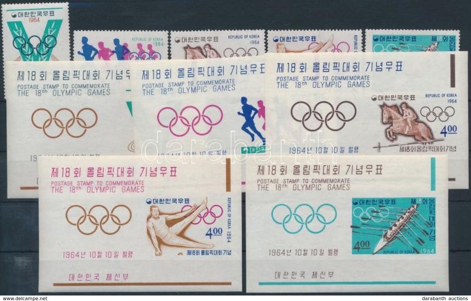 ** 1964 Tokiói Olimpia Sor Mi 457-461 + Blokk Sor 194-198 - Other & Unclassified