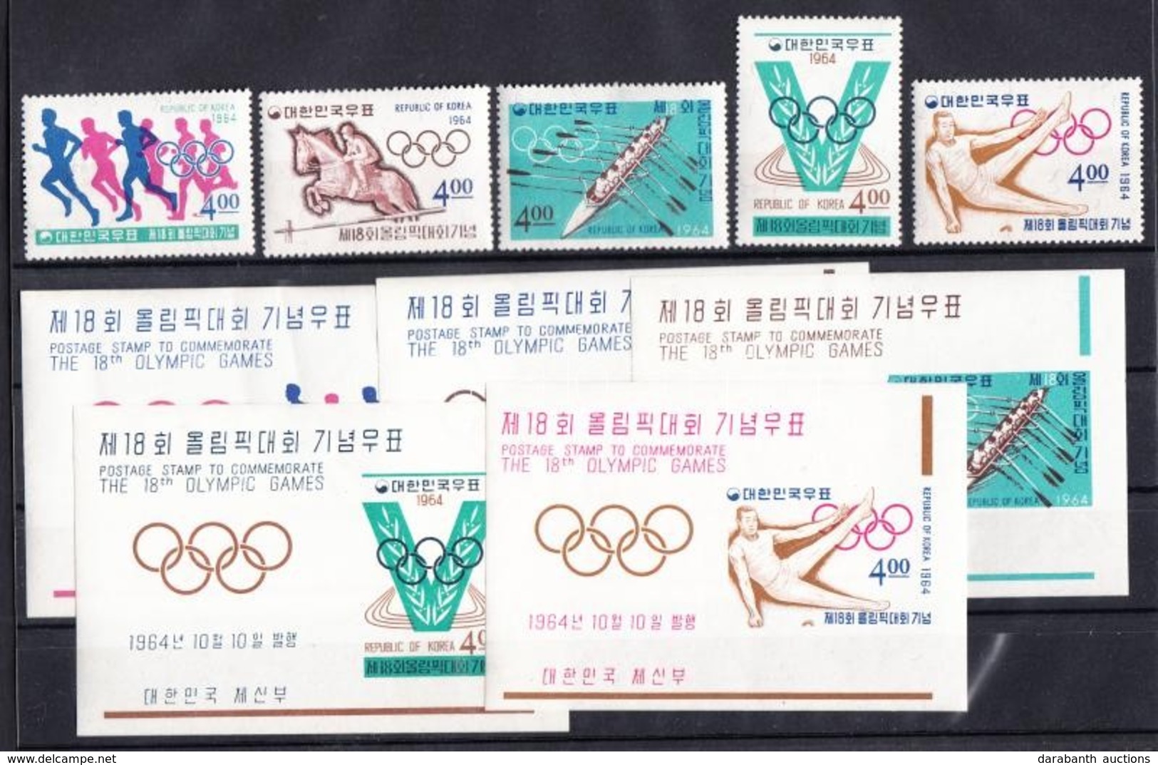 ** 1964 Nyári Olimpia Tokió Sor Mi 457-461 + Vágott Blokksor Mi 462-466 - Sonstige & Ohne Zuordnung