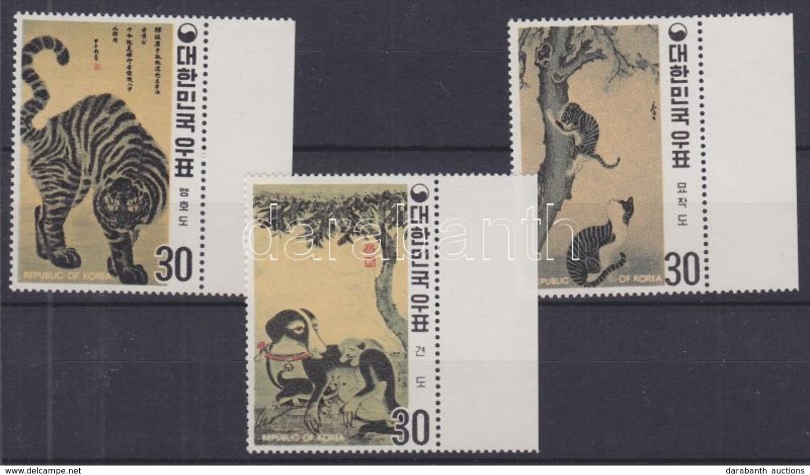 ** 1970 Festmények (kutya, Macska, Tigris) Mi 739-741 - Other & Unclassified