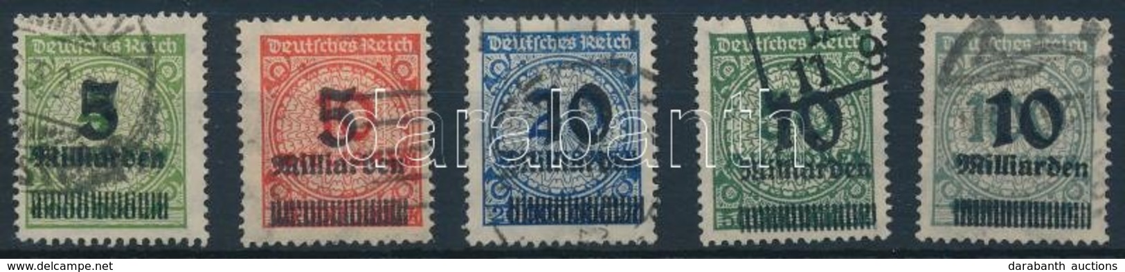 O 1923 Felülnyomott Forgalmi Sor Nyitóérték Nélkül Mi 333-337 A - Other & Unclassified