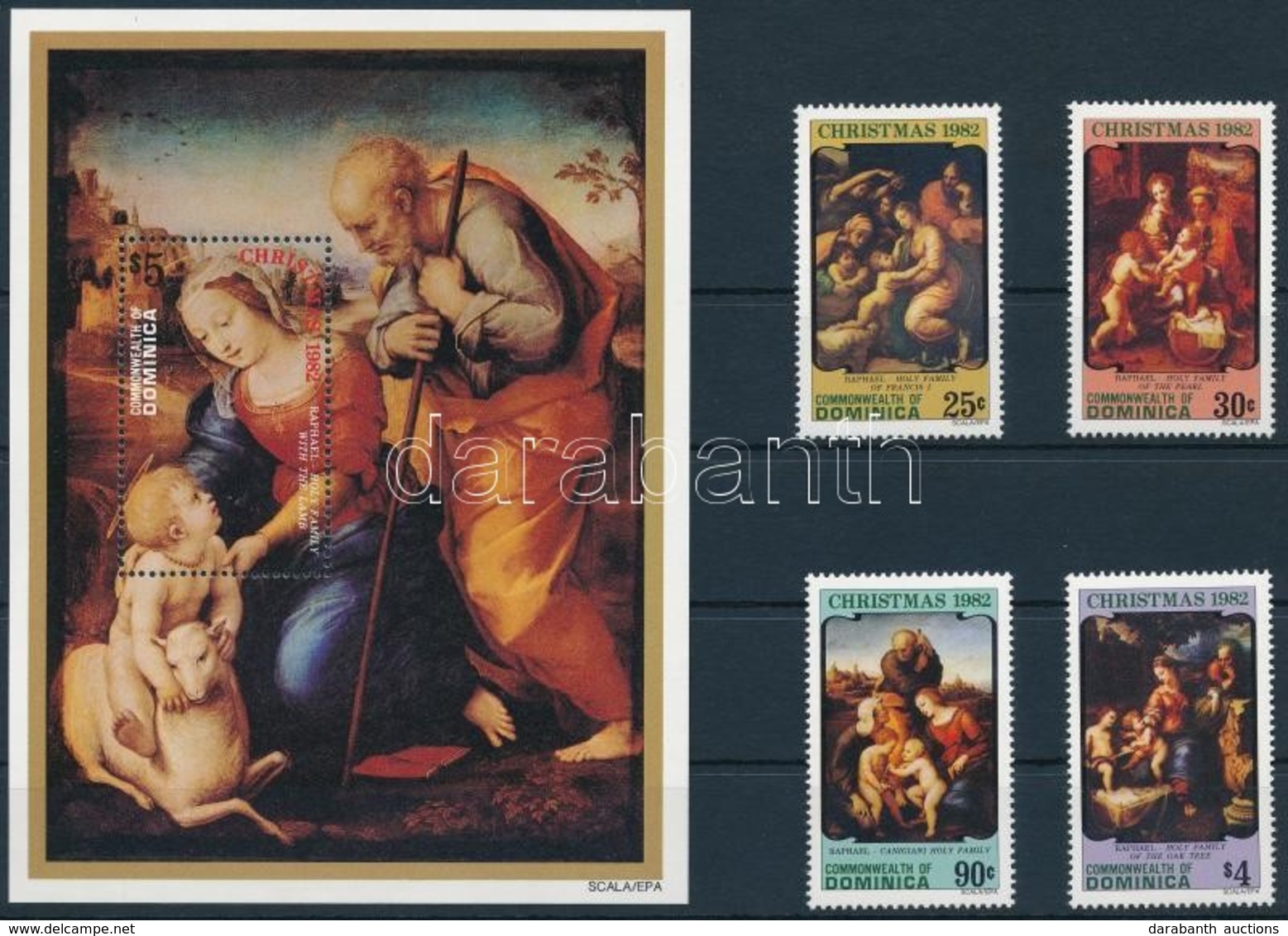 ** 1982 Karácsony Sor + Blokk,
Christmas Set + Block
Mi 800-803 + Mi 80 - Other & Unclassified