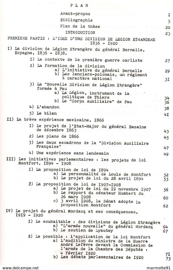 L IDEE D UNE DIVISION LEGION ETRANGERE ET LE 1er ETRANGER DE CAVALERIE REC 1836 1940  THESE DOCTORAT - Français