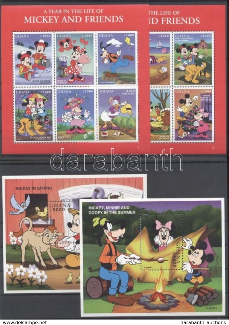 ** 1998 Walt Disney Figurák Kisívsor Mi 2685-2696 + Blokksor Mi 342-343 Két Db Stecklapon - Sonstige & Ohne Zuordnung