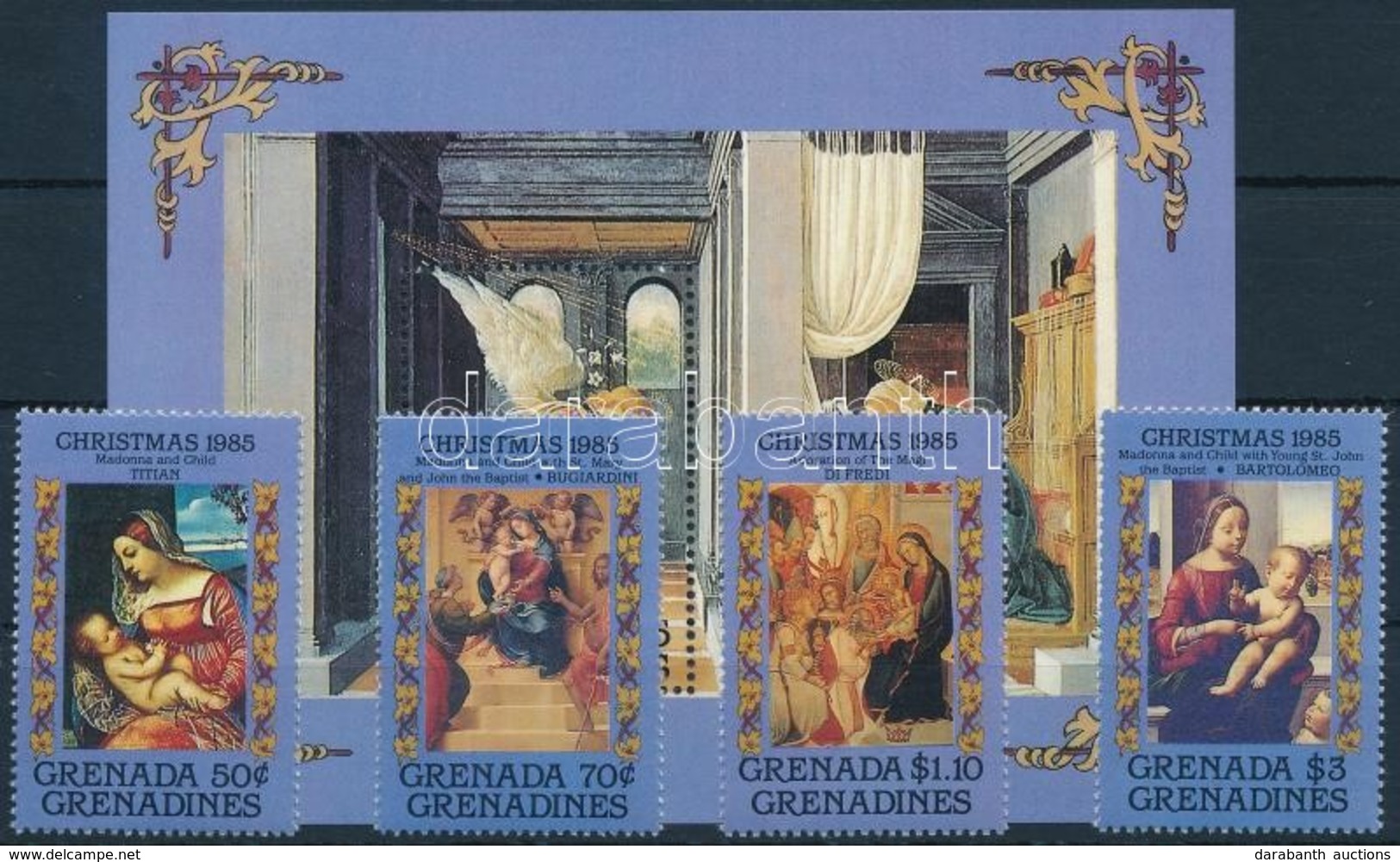 ** 1985 Karácsony Sor + Blokk,
Christmas Set + Block
Mi 731-734 + Mi 103 - Sonstige & Ohne Zuordnung