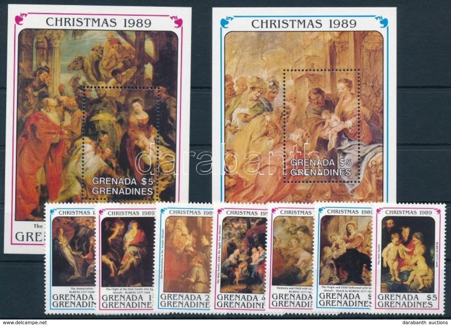 ** 1990 Karácsony, Rubens Sor + Blokksor,
Christmas, Rubens Set + Blockset
Mi 1238-1244 + Mi 183-184 - Otros & Sin Clasificación