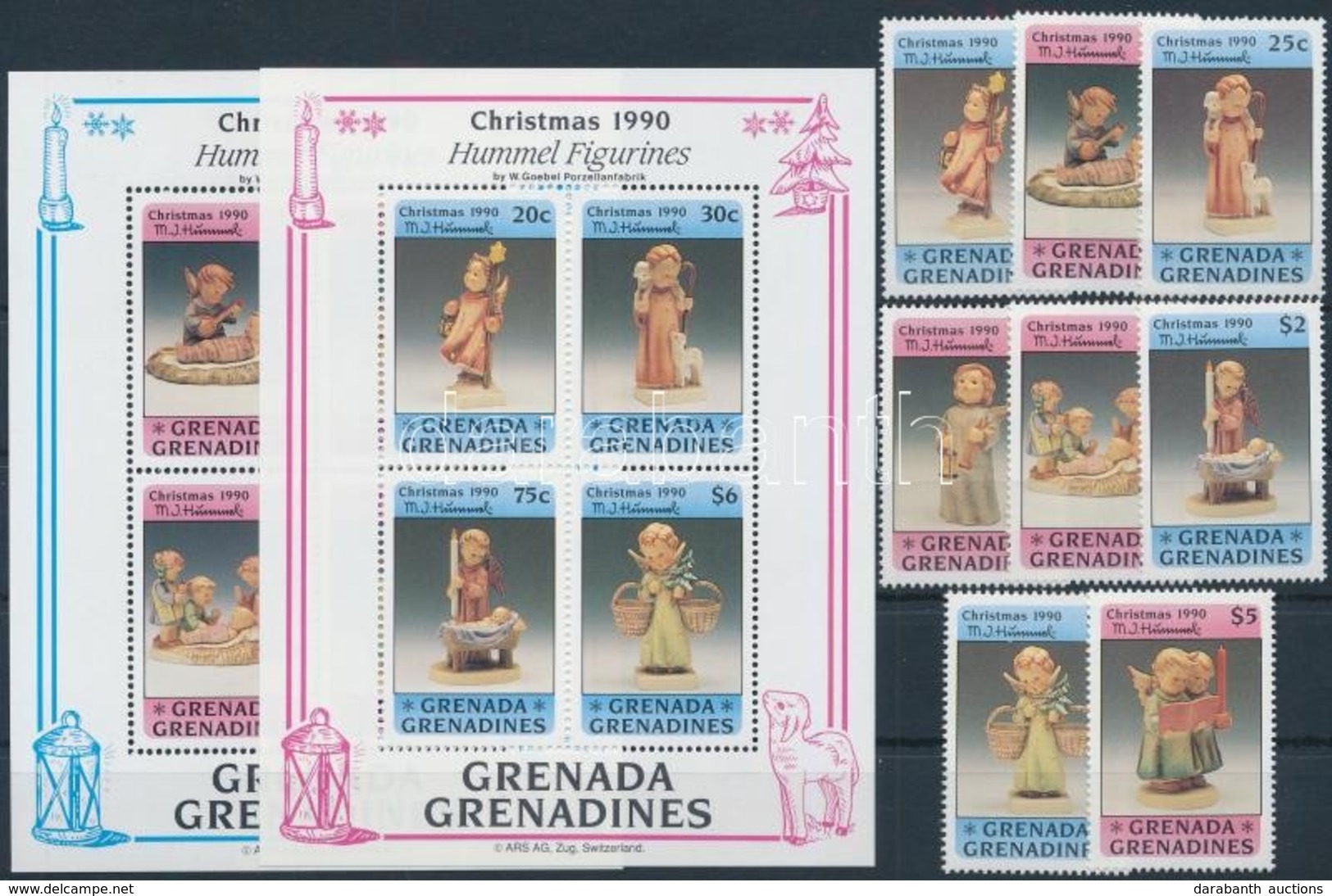 ** 1991 Karácsony, Hummel Figurák Sor + Blokksor,
Christmas, Hummel Figurines Set + Blockset
Mi 1359-1366 + Mi 208-209 - Sonstige & Ohne Zuordnung