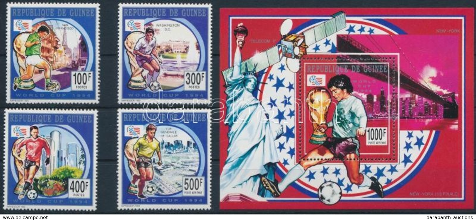 ** 1993 Labdarúgó-világkupa 1994, USA Sor + Blokk,
Football World Cup 1994, USA Set + Block
Mi 1458 A - 1461 A + Mi 480  - Otros & Sin Clasificación