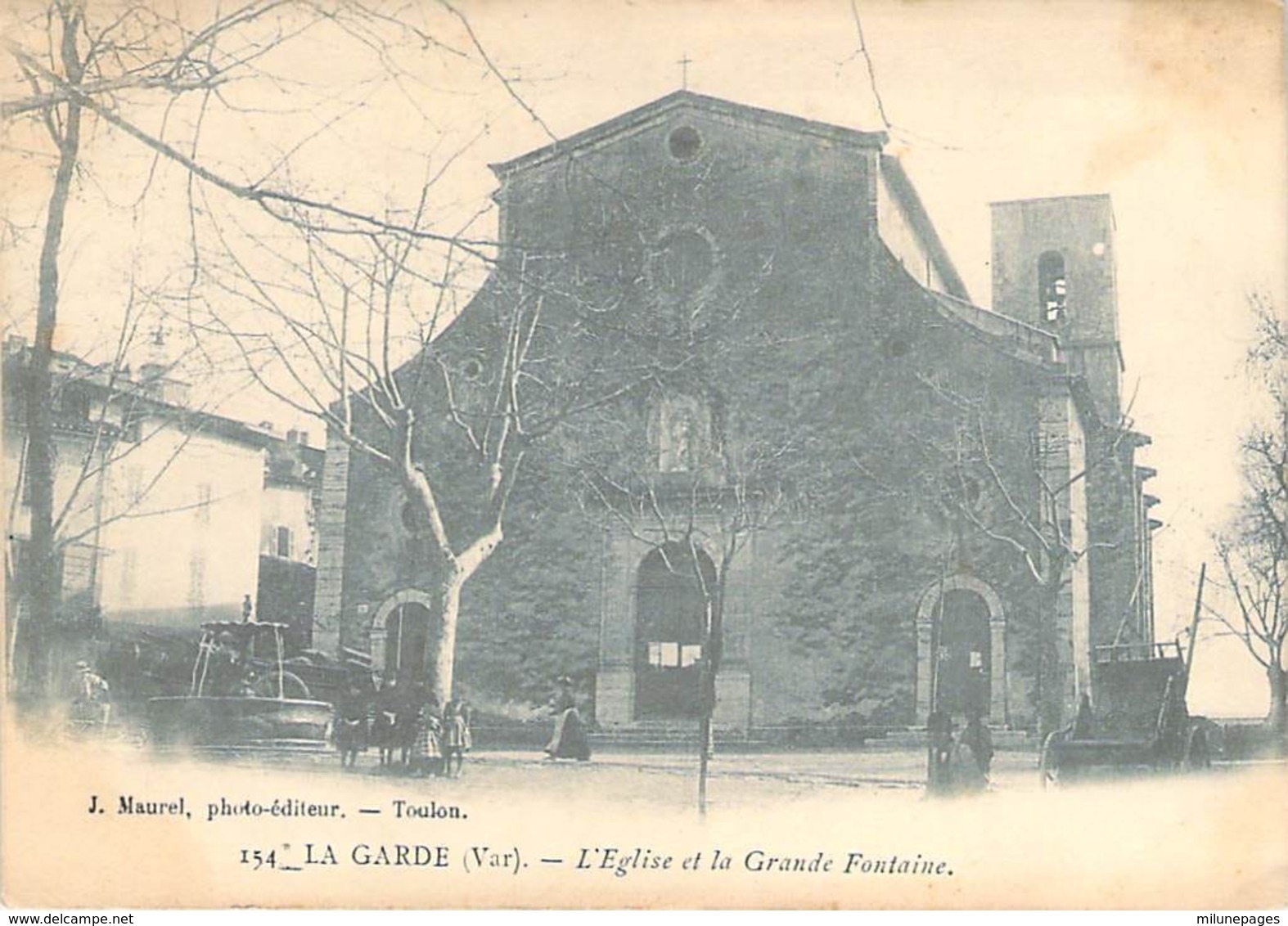 83 VAR Eglise Et Grande Fontaine De LA GARDE Carte Précurseur - La Garde