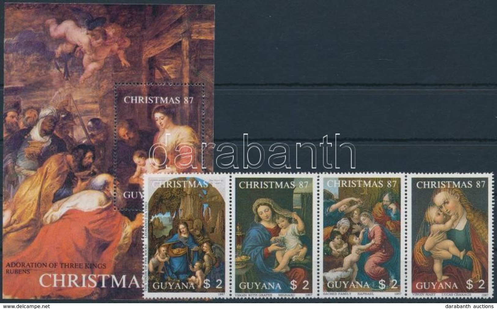 ** 1988 Karácsony Négyescsík + Blokk,
Christmas Stripe Of 4 + Block
Mi 2065-2068 + Mi 22 - Otros & Sin Clasificación