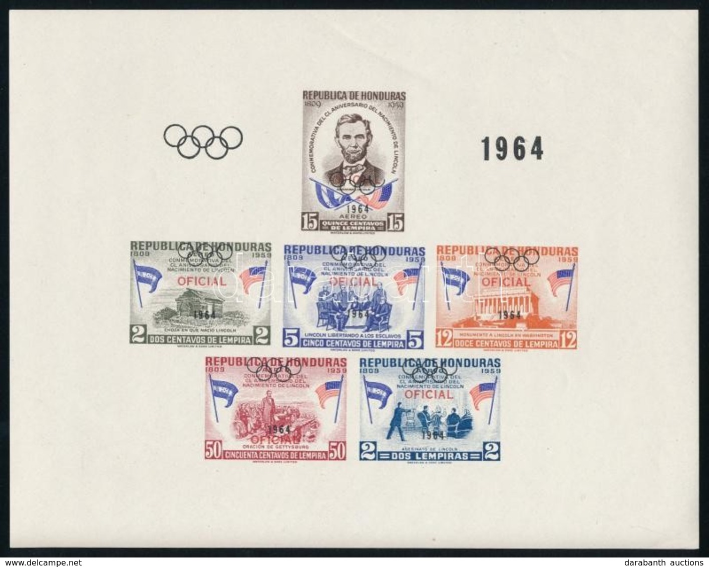 ** 1964 Tokiói Olimpia Blokk Felülnyomással Mi D 2 - Other & Unclassified