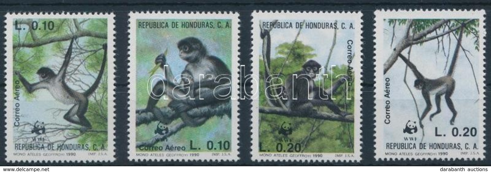 ** 1990 WWF Geoffroy Pókmajom Sor,
WWF Geoffroy's Spider Monkey Set
Mi 1084-1087 - Otros & Sin Clasificación