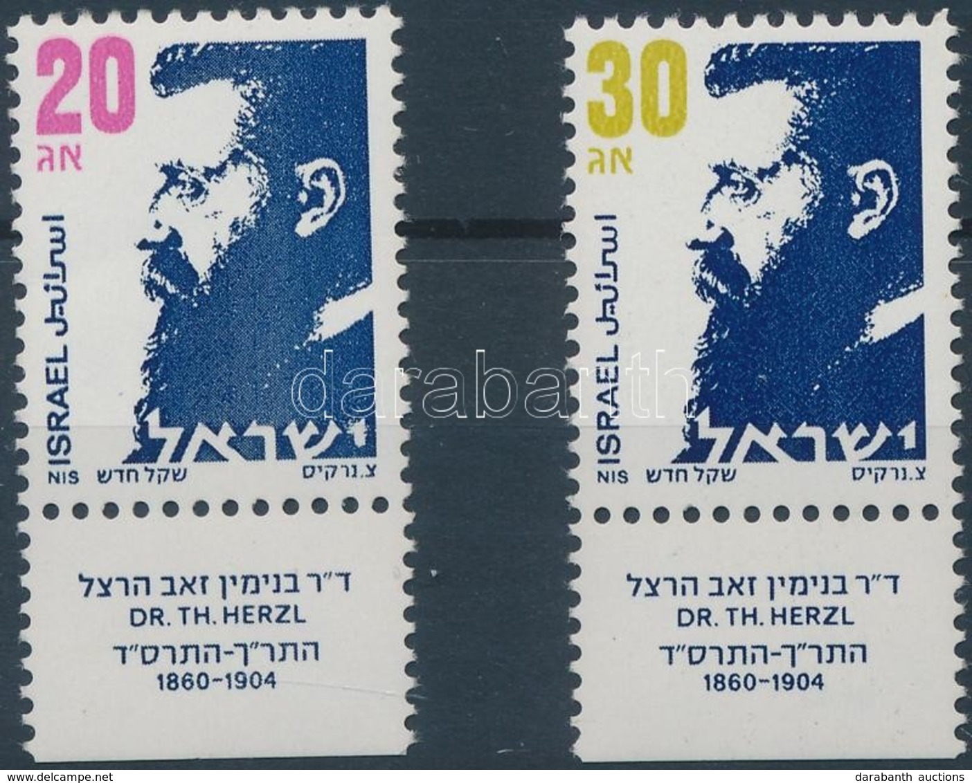 ** 1986 Theodor Herzl 2 Tabos érték Mi 1021x-1022x - Sonstige & Ohne Zuordnung