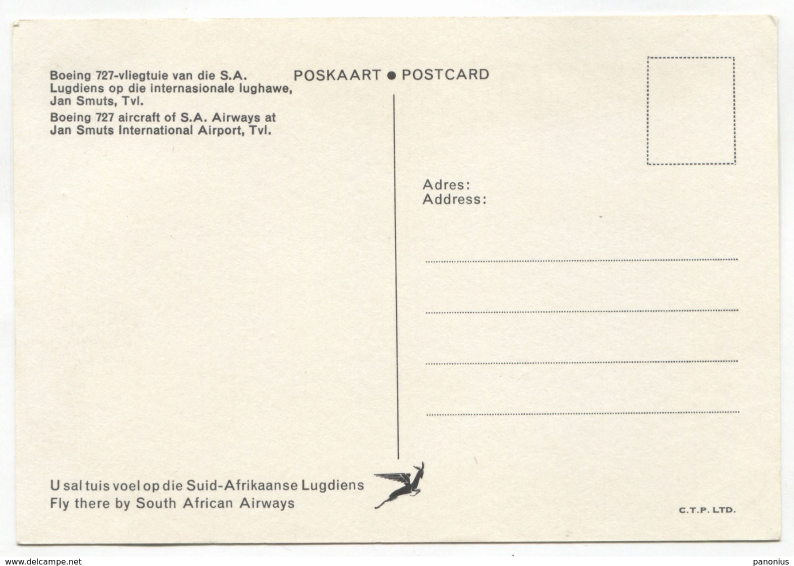 AIRPLANE / FLUGZEUG - BOEING 727, S.A. SOUTH AFRICAN AIRWAYS - 1946-....: Ere Moderne