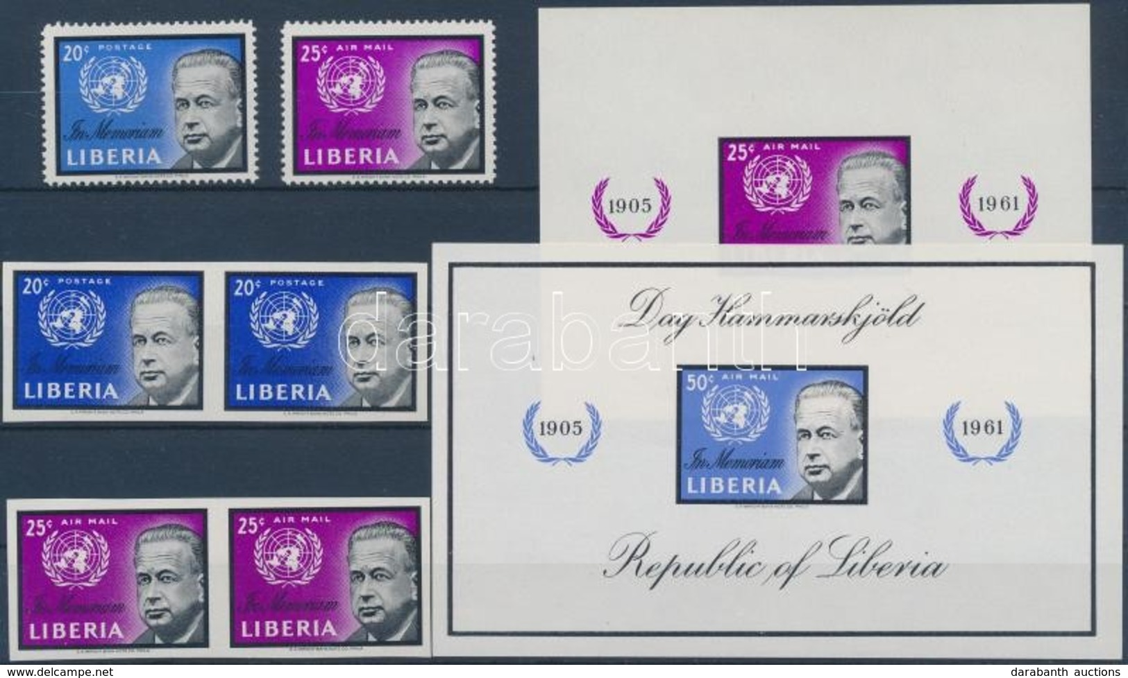 ** 1962 Hammarskjöld Fogazott Sor + 2 Vágott Pár Mi 578-579 + 579 Bélyeg Blokkformában + Vágott Blokk Mi 23 - Otros & Sin Clasificación