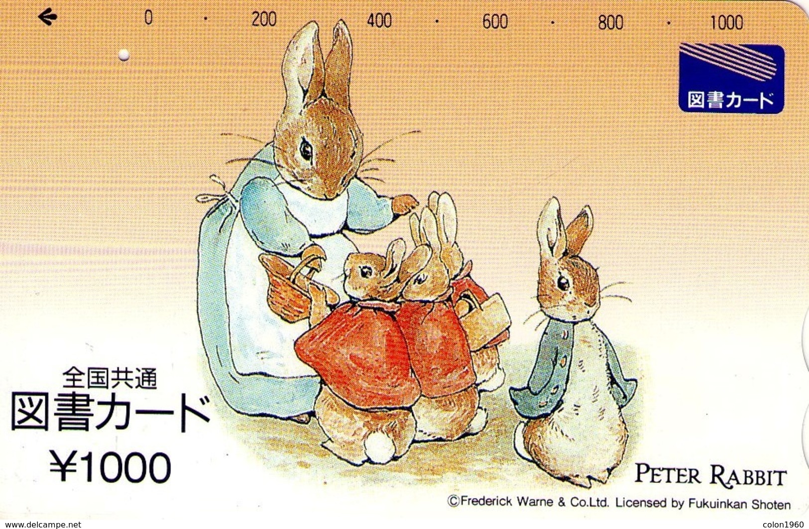 JAPON. GIFT CARD. Peter Rabbit. JP-Tosho-rabbit-001-01. (156) - Tarjetas De Regalo