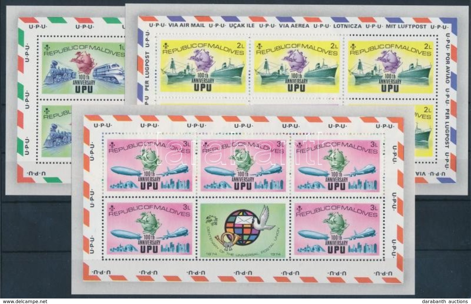 ** 1974 100 éves Az UPU Kisívsor Mi 514-519 C - Sonstige & Ohne Zuordnung