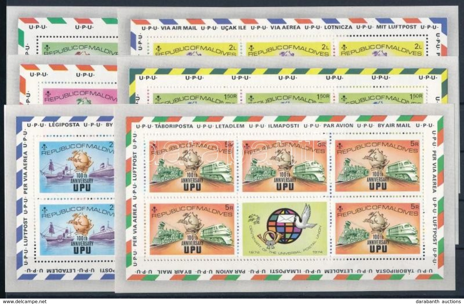 ** 1974 100 éves Az UPU Kisívsor Mi 514-519 C - Sonstige & Ohne Zuordnung