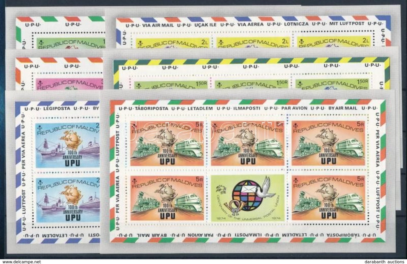 ** 1974 100 éves Az UPU Kisívsor Mi 514-519 C - Sonstige & Ohne Zuordnung