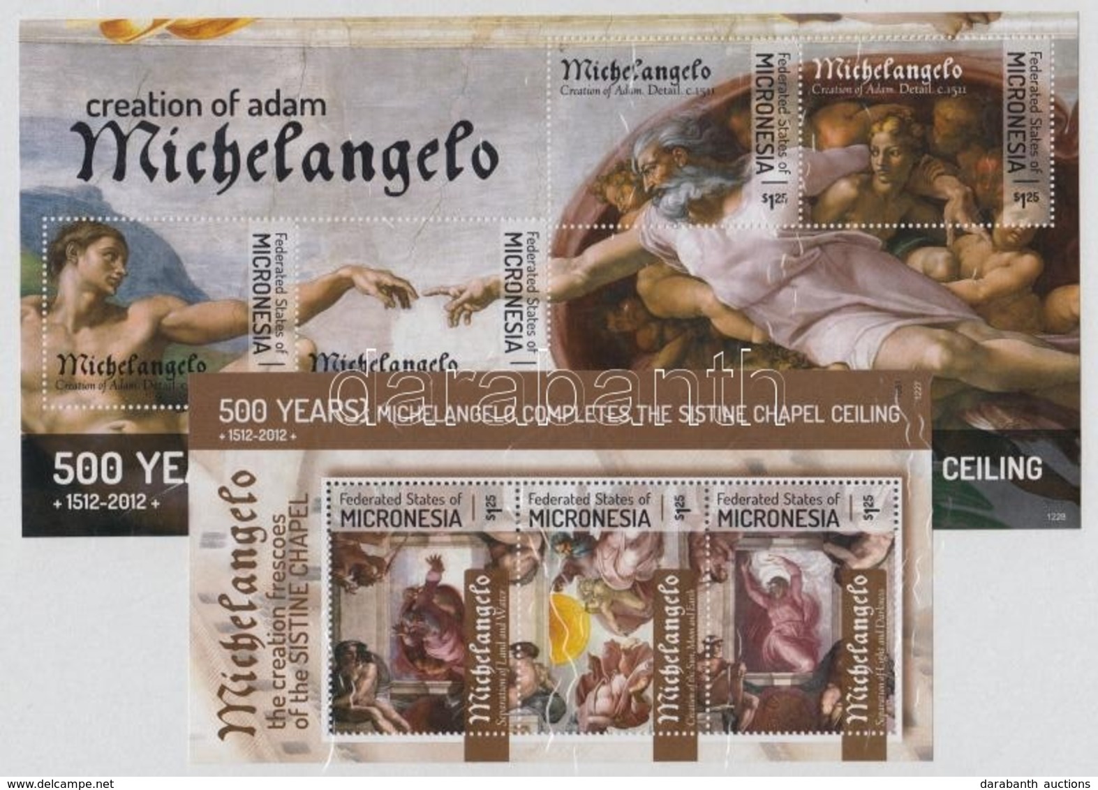 ** 2012 Michelangelo, Sixtus-kápolna Festmények Kisív + Blokk - Sonstige & Ohne Zuordnung