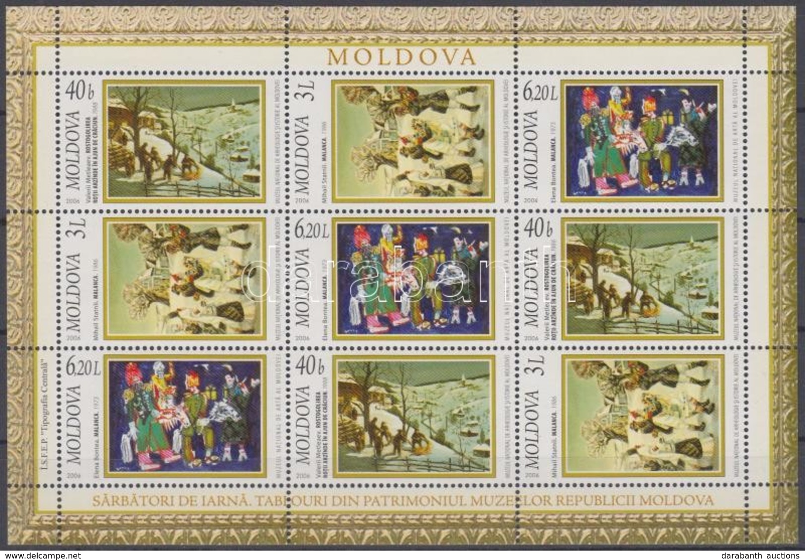 ** 2006 Tél Témájú Festmények A Moldovai Múzeumokból Kisív Mi 570-572 - Sonstige & Ohne Zuordnung
