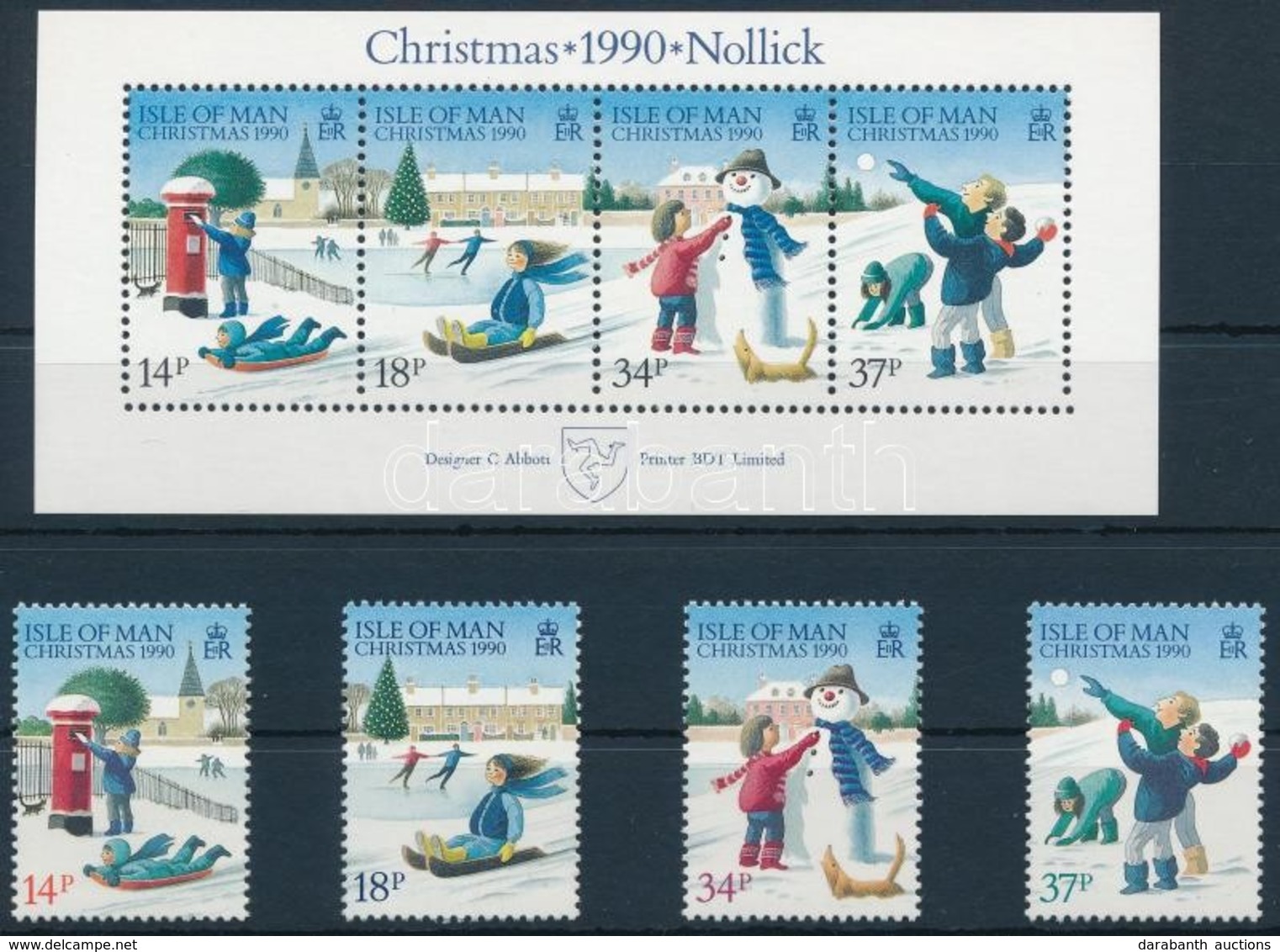** 1990 Karácsony, Gyerekek Sor + Blokk,
Christmas, Children Set + Block
Mi 448-451 + 14 - Other & Unclassified