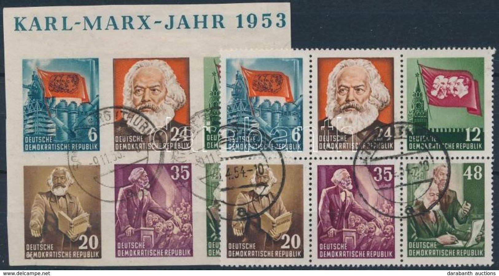 O 1953 Karl Marx Blokkból Kivett Fogazott és Vágott értékek Mi 386-391 - Other & Unclassified