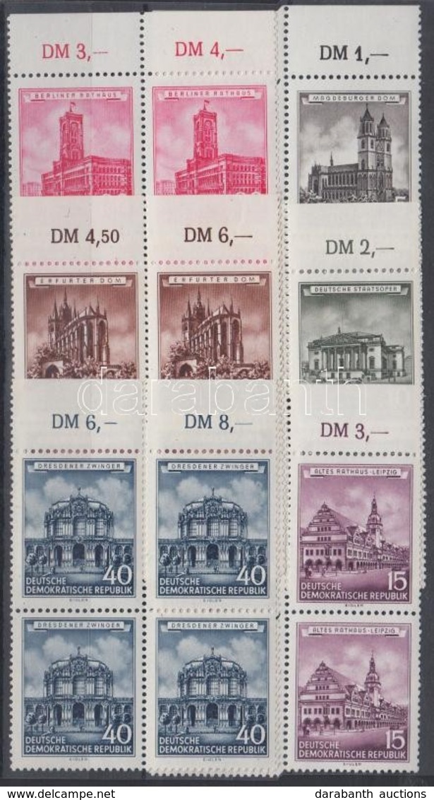 ** 1955 Felújított Történelmi épületek 6 ívszéli Négyestömb (sor) Mi 491-496 - Sonstige & Ohne Zuordnung