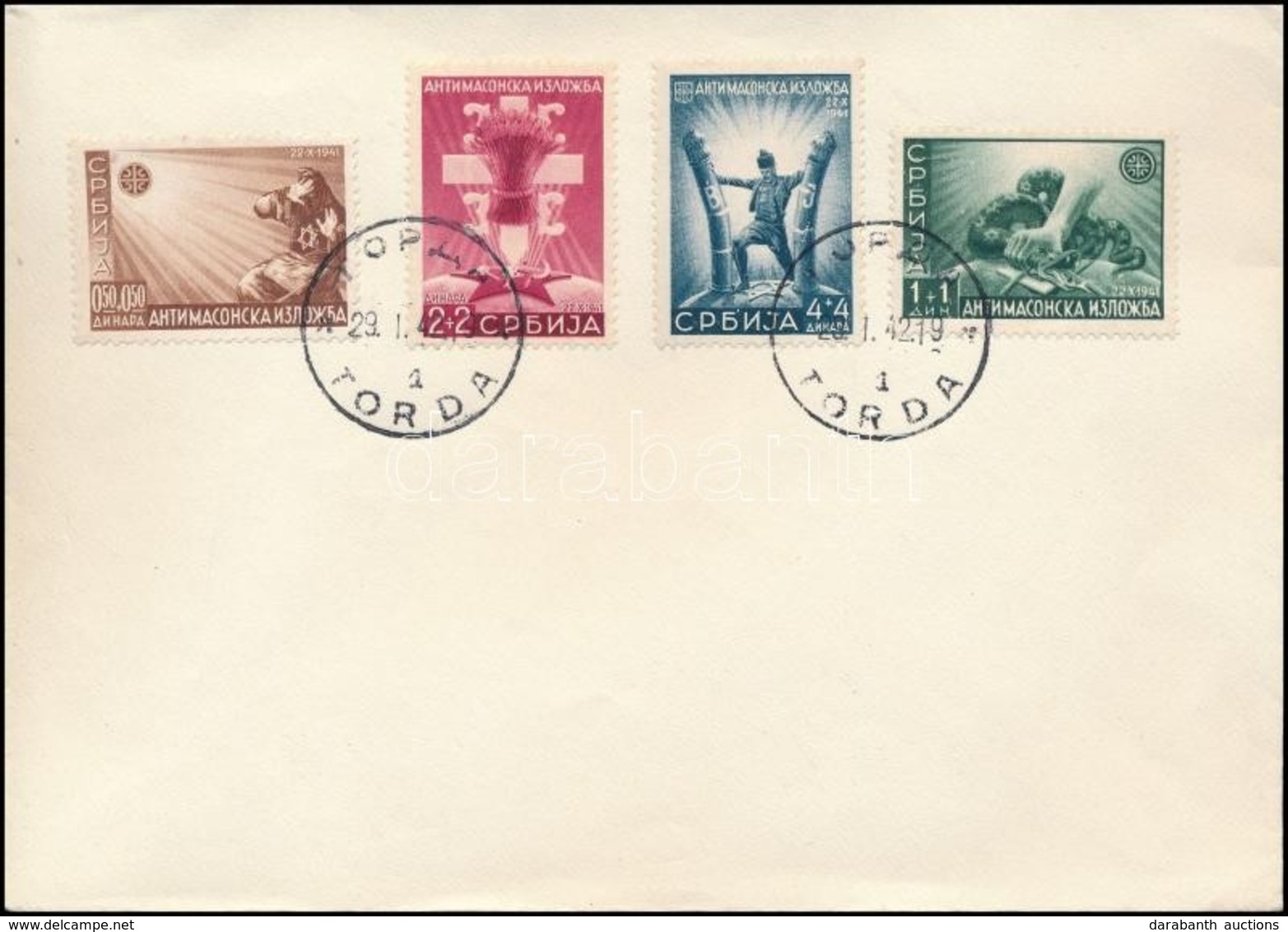 Szerbia 1942 Kiállítás Sor Mi 58-61 FDC-n - Otros & Sin Clasificación