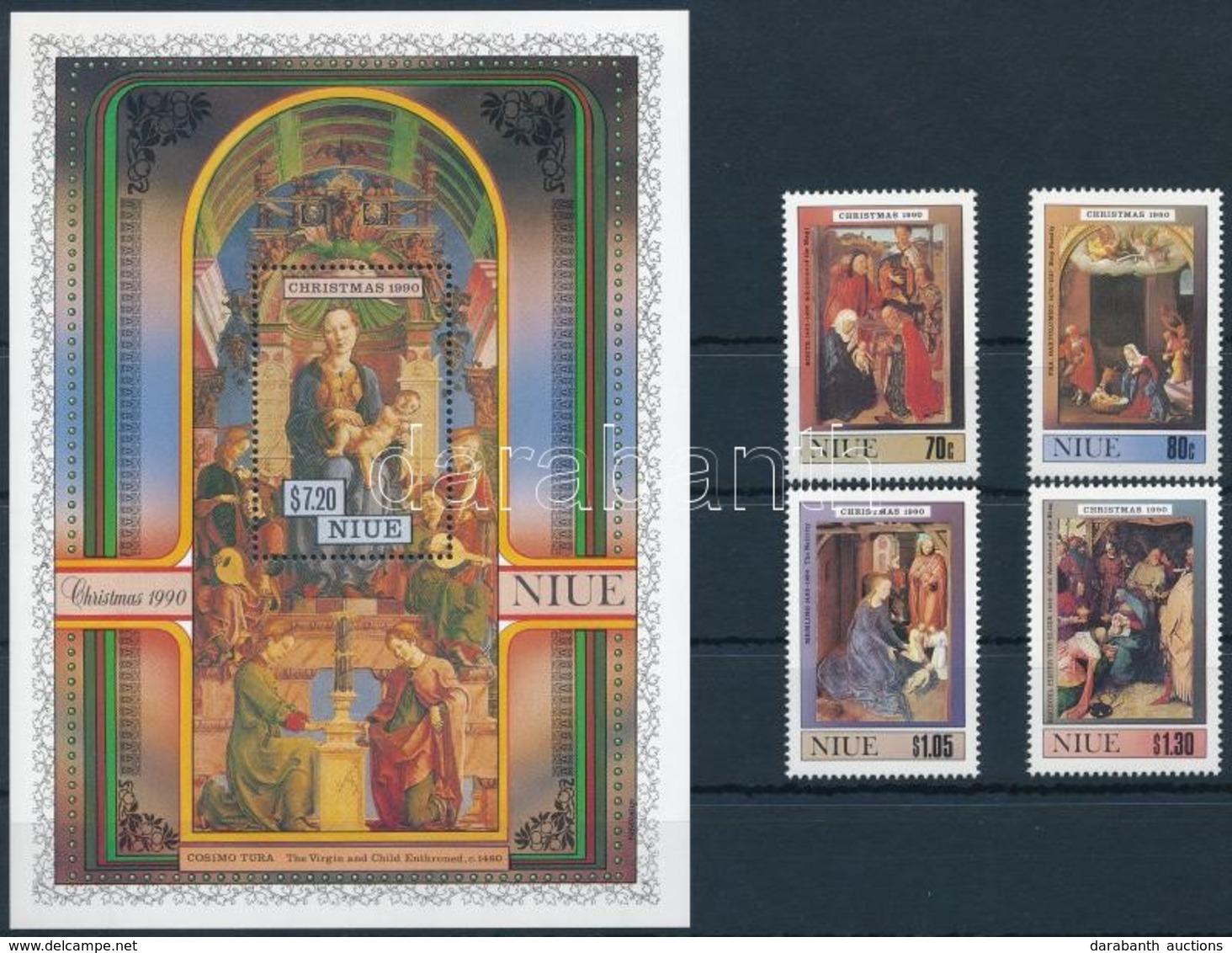 ** 1990 Karácsony, Festmények Sor + Blokk,
Christmas, Paintings Set + Block
Mi 767-770 + Mi 118 - Other & Unclassified