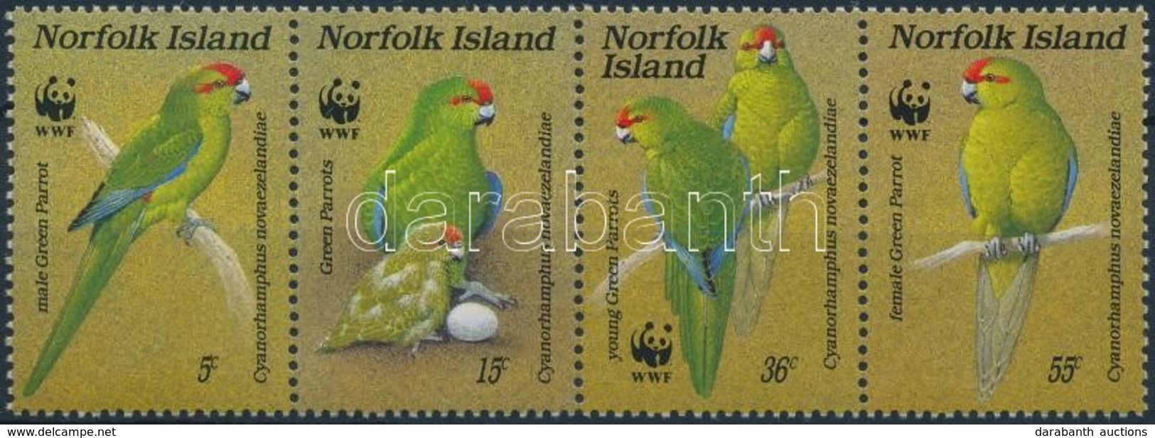 ** 1987 WWF: Papagájok Négyescsík Mi 421-424 + 4 Db FDC - Sonstige & Ohne Zuordnung