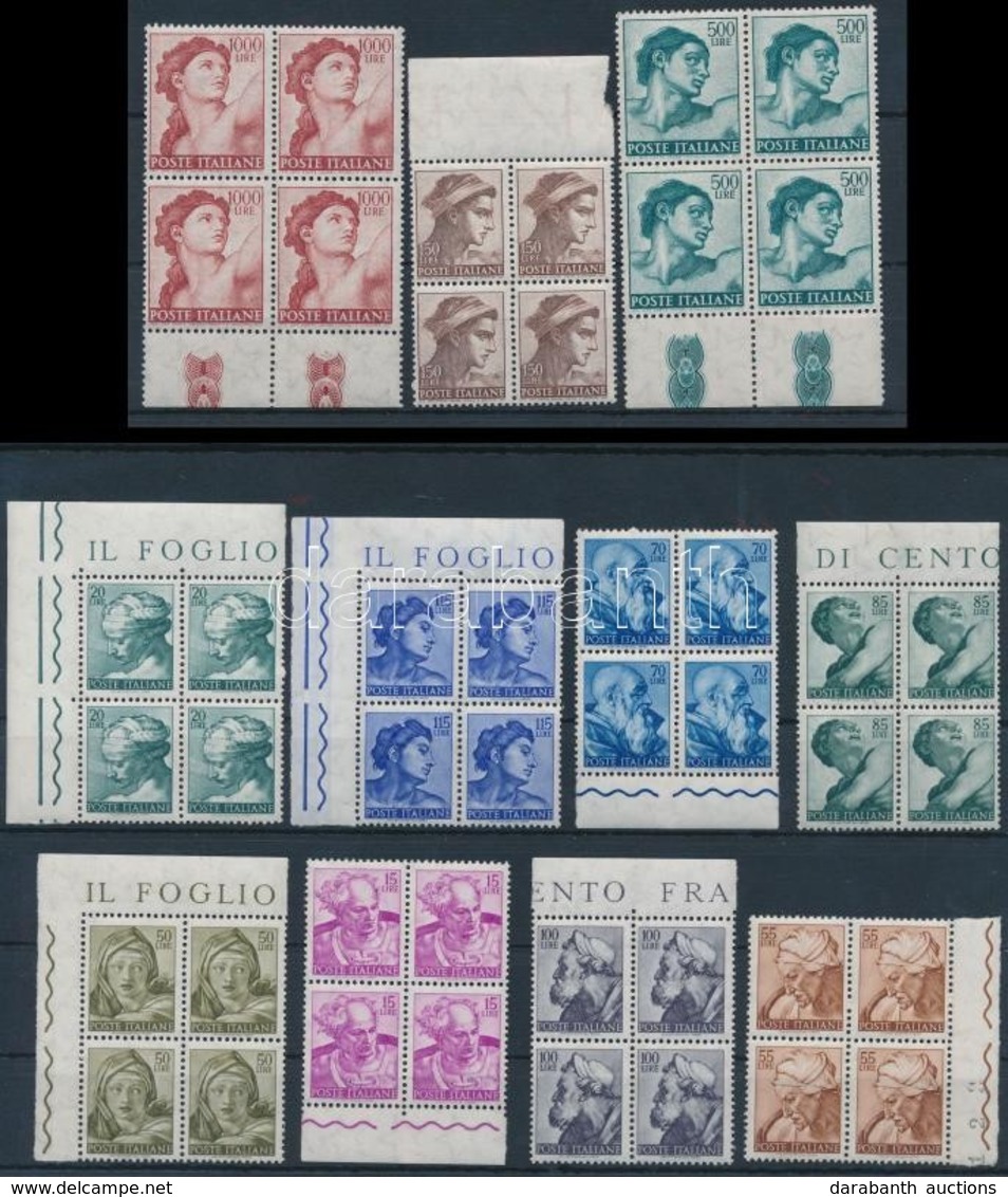 ** 1961 Michelangelo Freskói Sor Négyestömbökben Mi 1081-1099 - Otros & Sin Clasificación