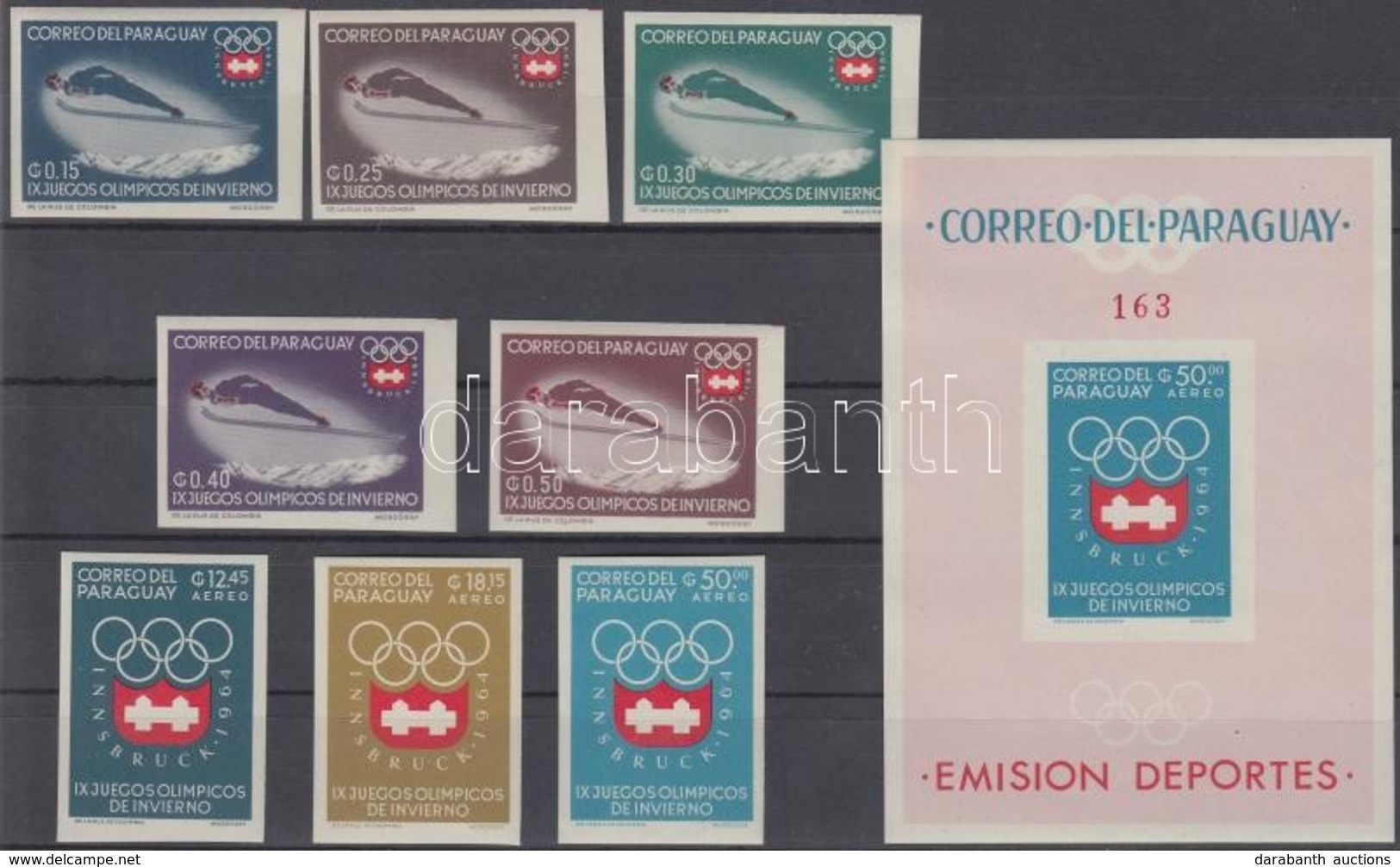 ** 1963 Téli Olimpia, Innsbruck Vágott Sor Mi 1257-1264 + Vágott Blokk Mi 49 - Other & Unclassified